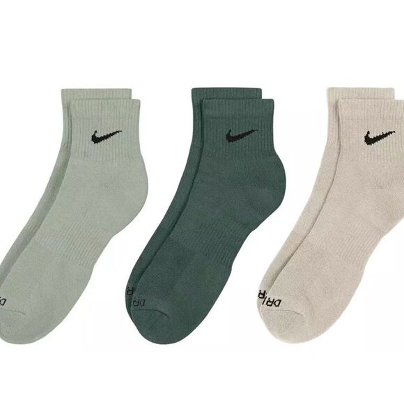 Nike Everyday Plus Ankle Training Socks 3 Pack Men 8-12 Green/Gray/Cream NWT - Picture 2 of 7